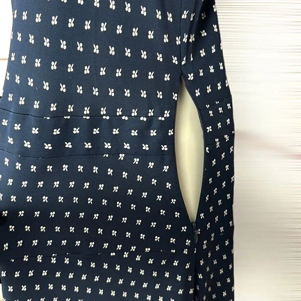 Tory Burch Midi Summer Dress Navy Blue Cap Sleeve Rayon Jersey size S